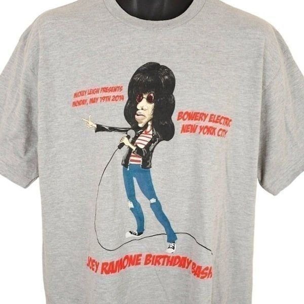 Joey Ramone Birthday Bash T Shirt Mens Size XL Gray 2014 Bowery Electric NYC