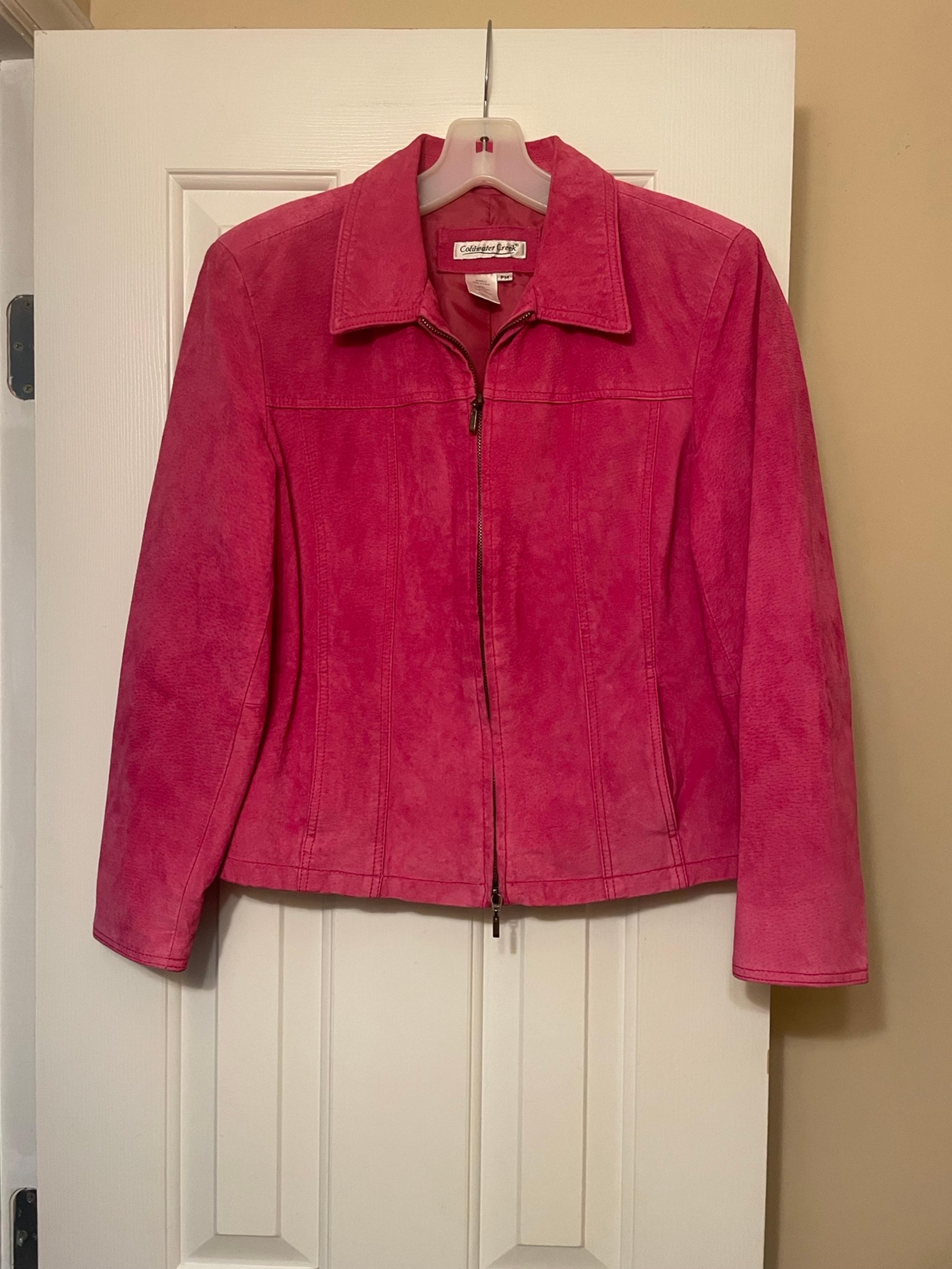 Coldwater Creek Vintage Womens Pink Leather Zip Up Jacket, Size PM
