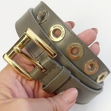 VTG Michael Michael Kors Womens Belt Sz Med Gray Leather Gold Hardwear Y2K