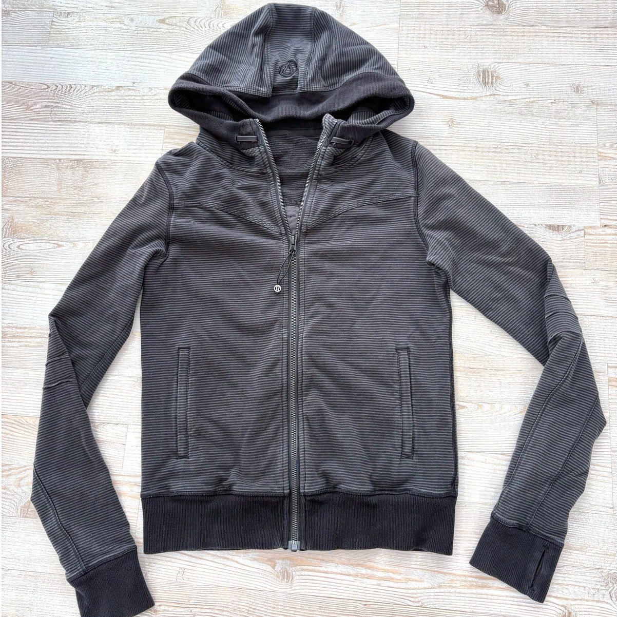 Lululemon Bliss Break Full Zip Hoodie | Black Grey Stripe Size 8