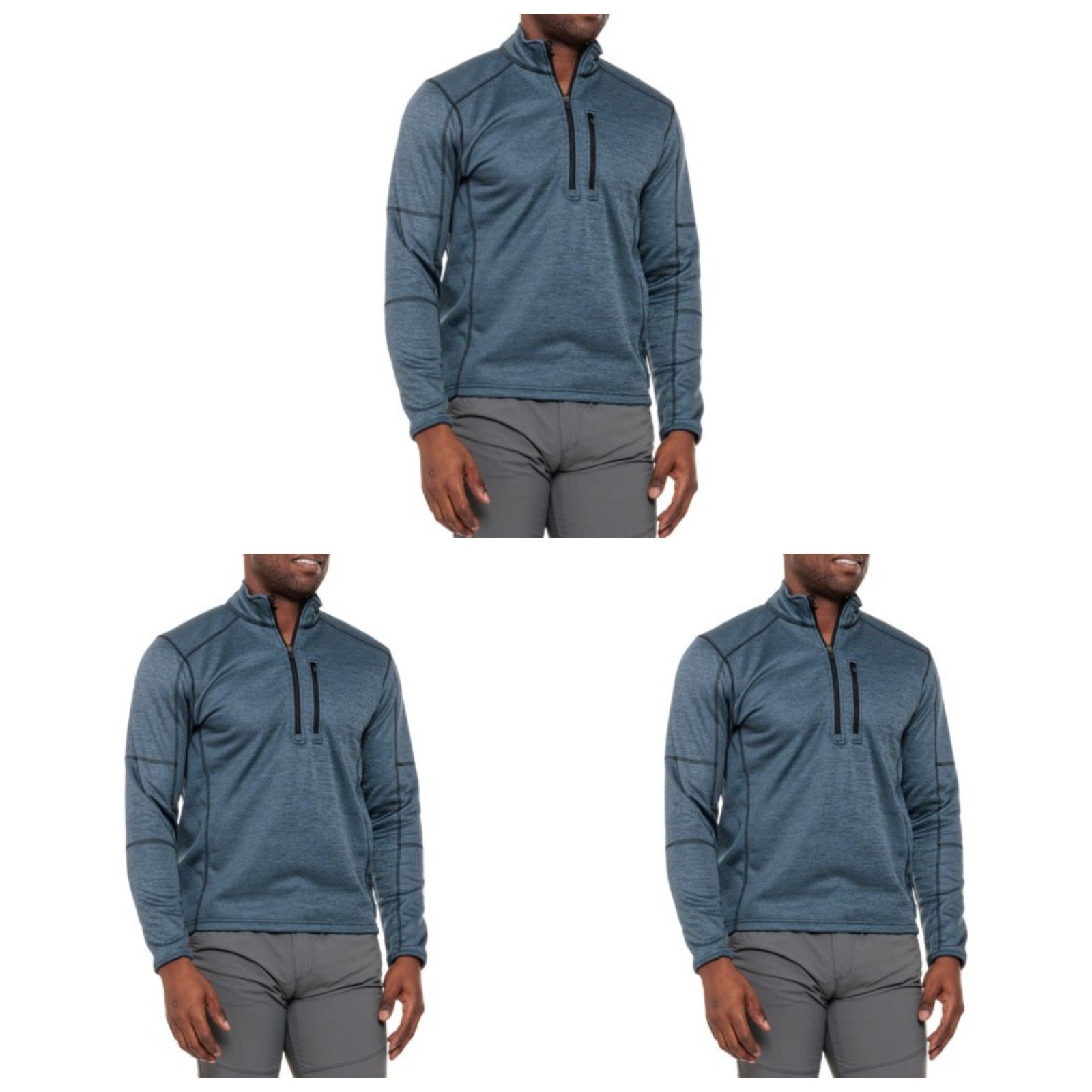 Fleece Sweater shirt - Zip Neck - Long Sleeve - Sz Medium - Bundle - 3pack