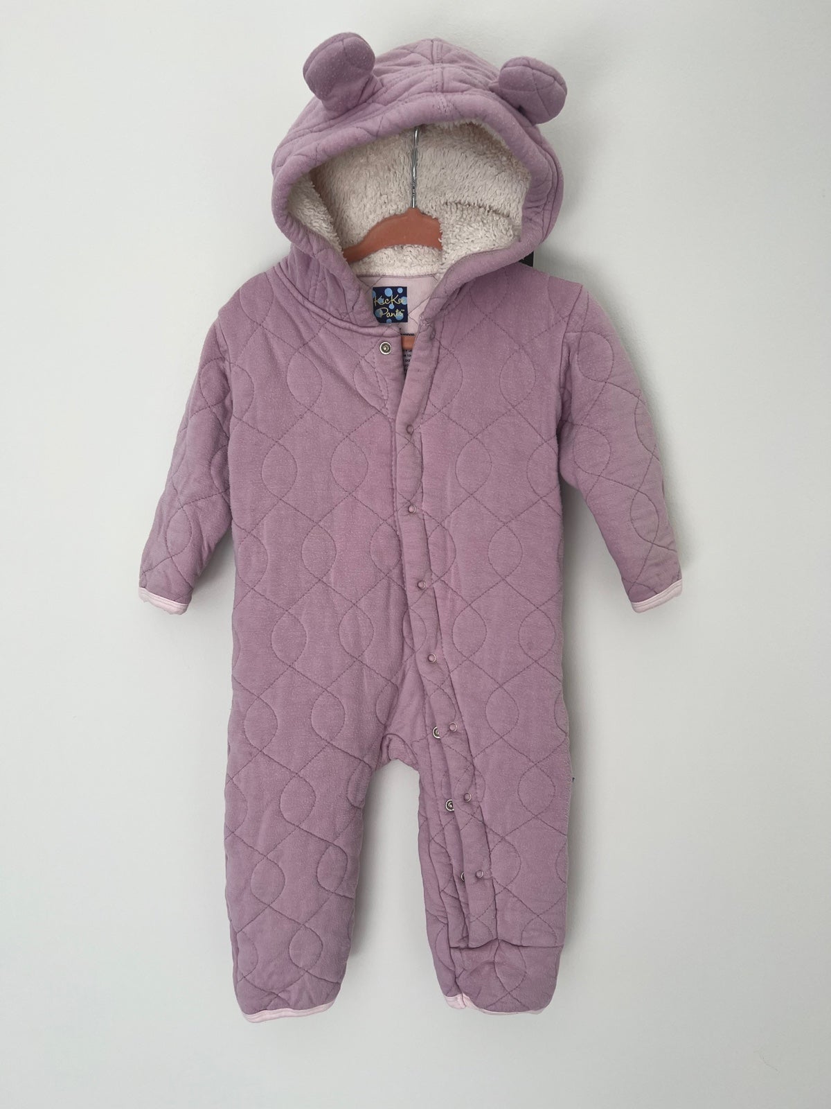 KicKee Pants Girl Quilted Hoodie Coverall with Sherpa-Lined Hood 6-12M