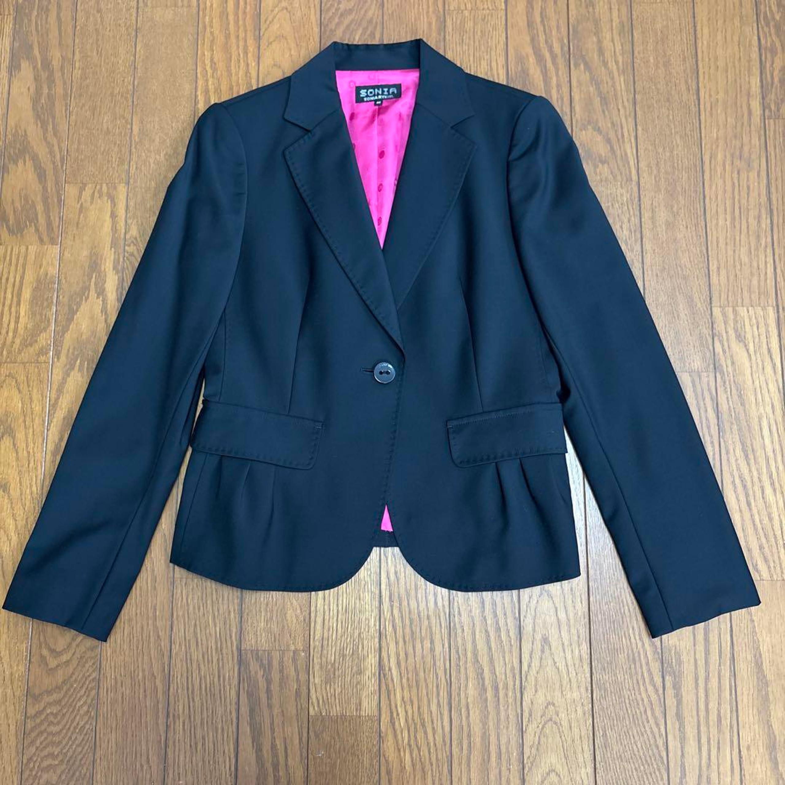 Sonia Rykiel Black Tailored Jacket with Pink Lining