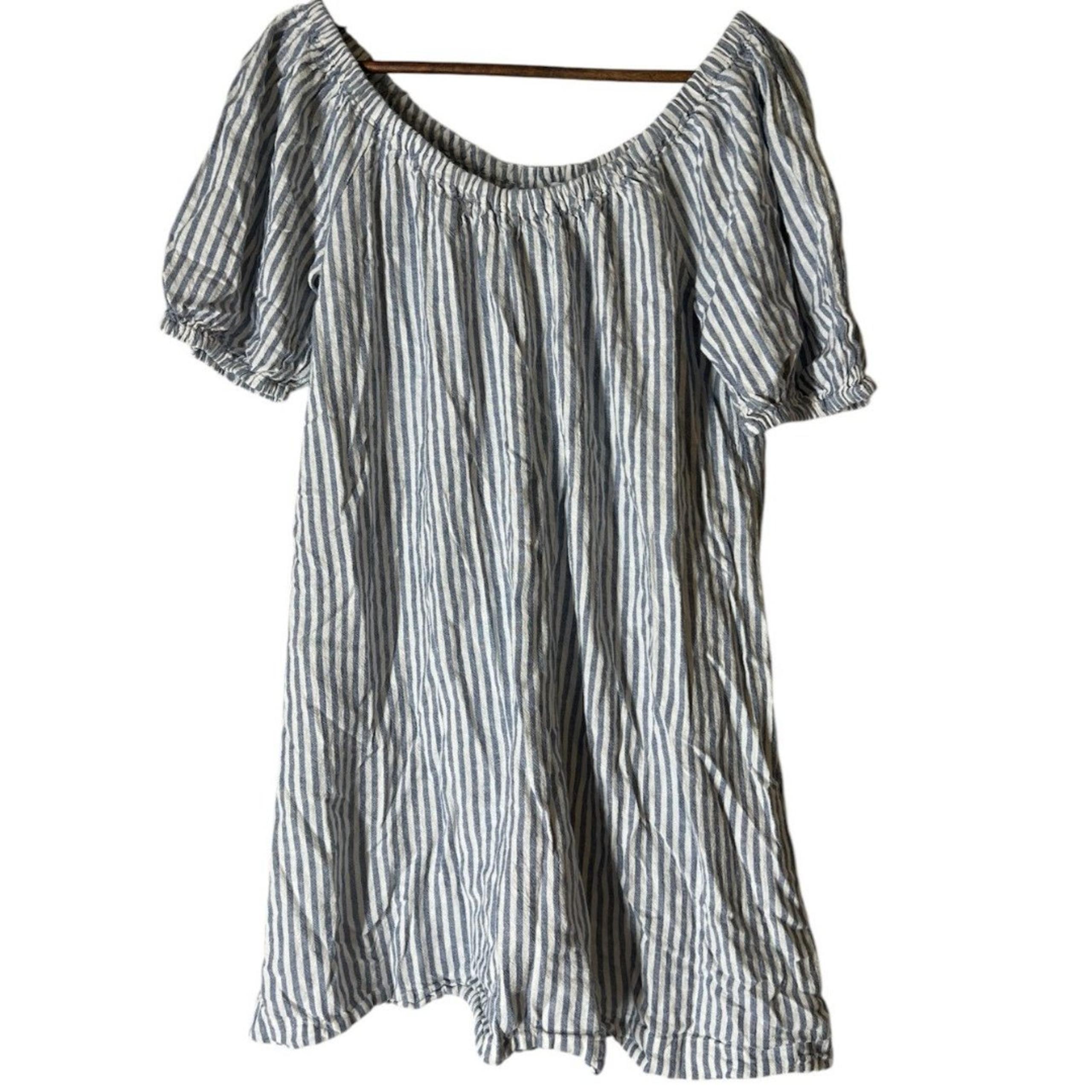Madewell Blue White Striped Mini Dress Womens Sz S Vacation Beachy Coastal