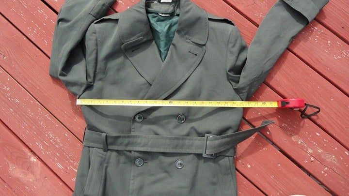 40/LONG ARMY USGI CLASS A DRESS GREEN OVERCOAT TRENCH JACKET VIETNAM ERA SV 751