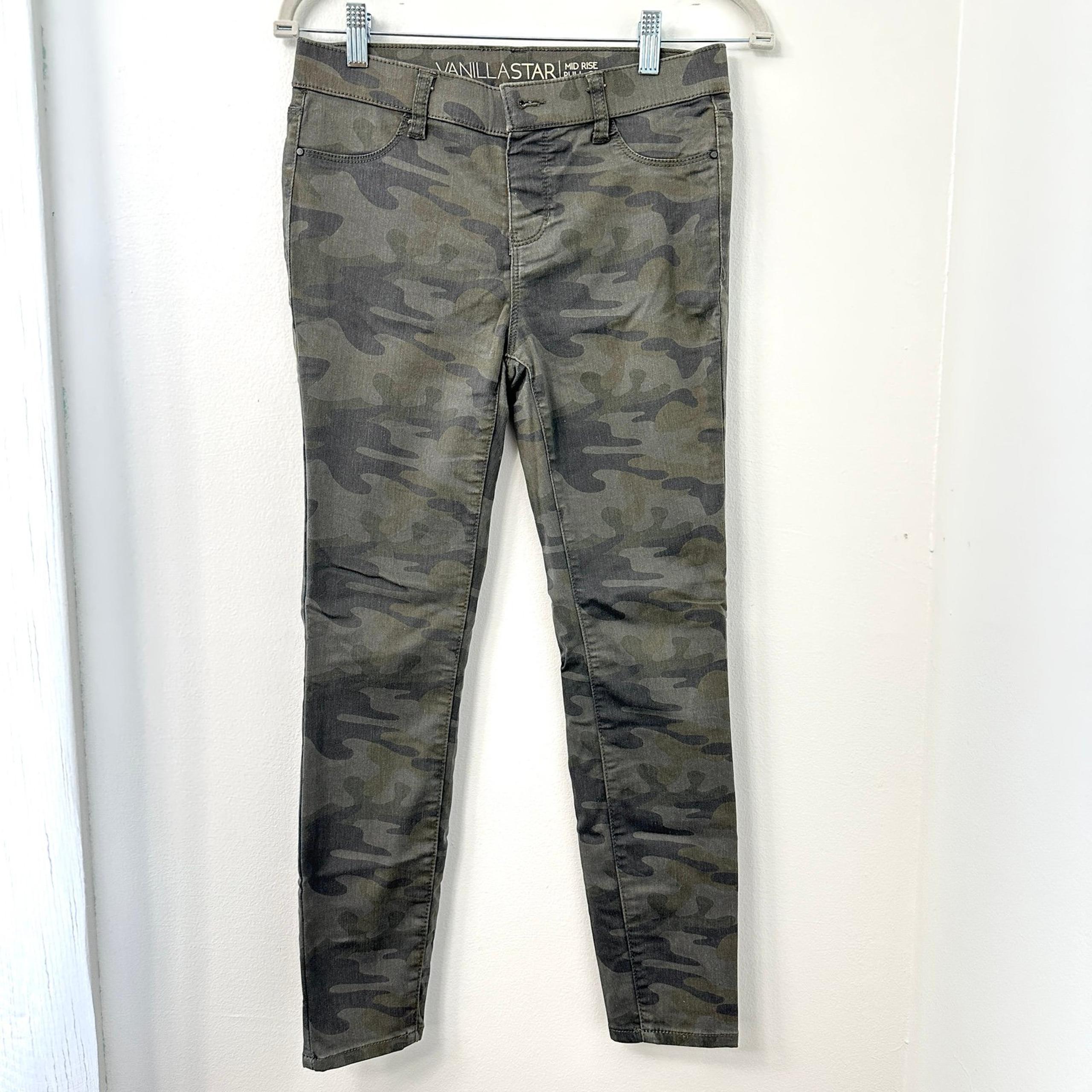 Vanilla Star Skinny Mid Rise Pull-On Jeans for Women Military Green Size Medium