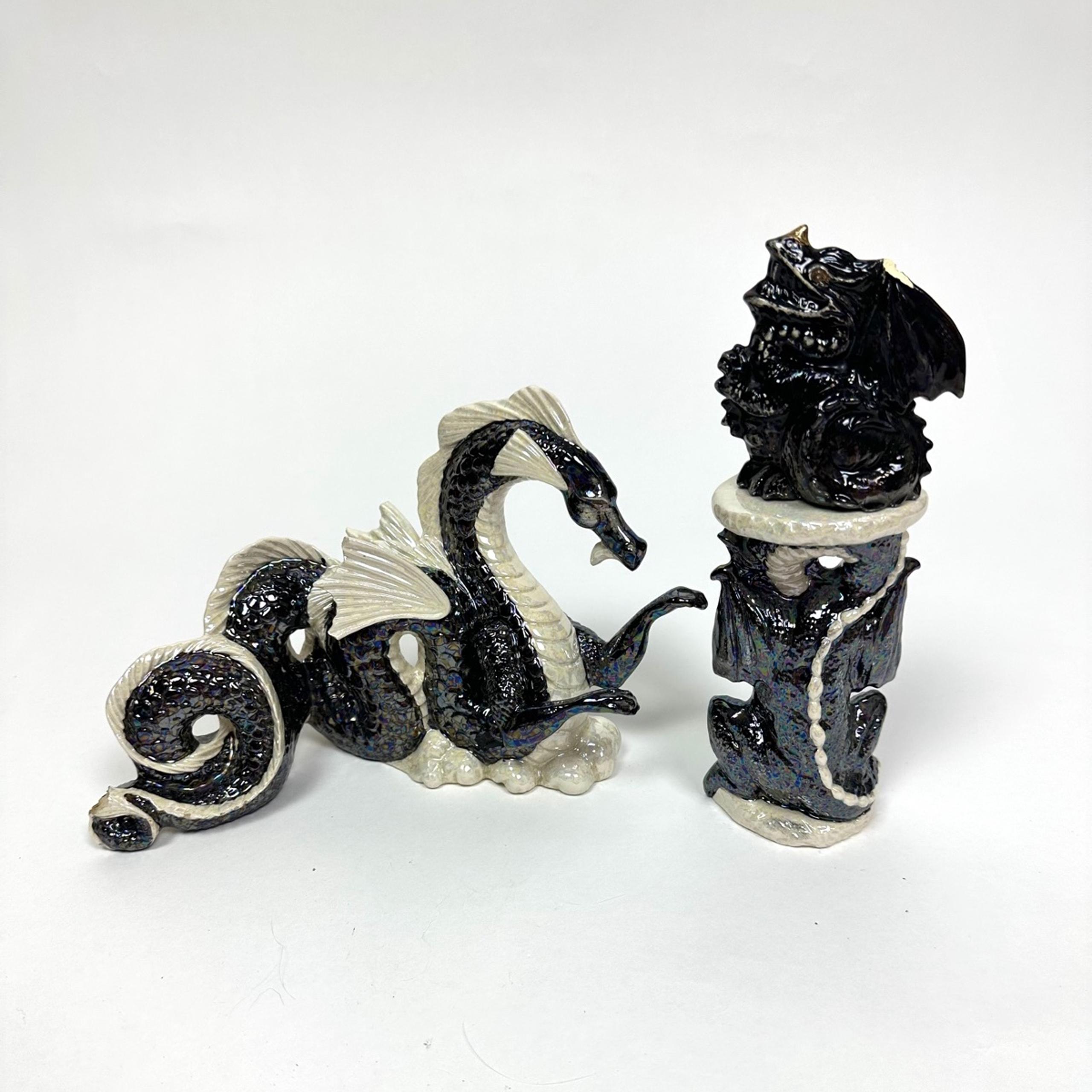 Vintage Ceramic Water Dragon Figurine