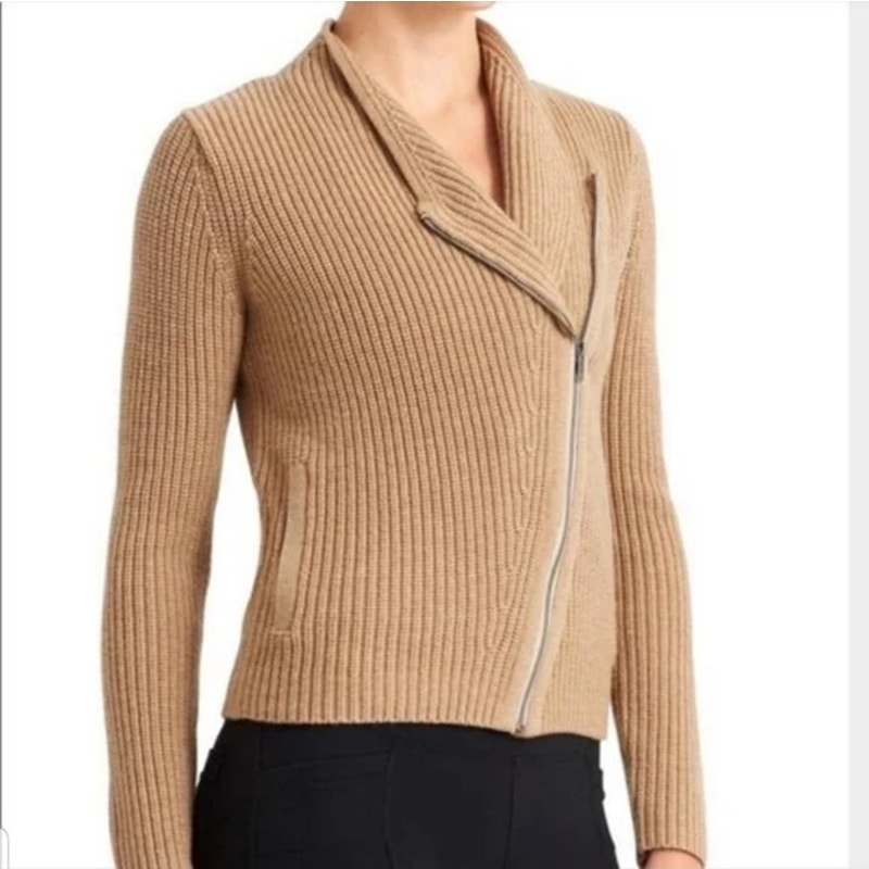 Athleta Stowe Moto Zip Merino Wool Cardigan Sweater Jacket Size: XXS