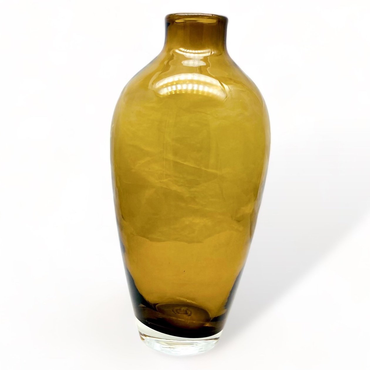Tarnowiec Poland Vase, Amber Glass Handblown Art Deco Style Vintage Collectible