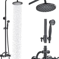 Shower Fixtures Oil Rubber Bronze Shower Faucet 2 Knobs 8 Inch Shower Head with