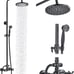 Shower Fixtures Oil Rubber Bronze Shower Faucet 2 Knobs 8 Inch Shower Head with
