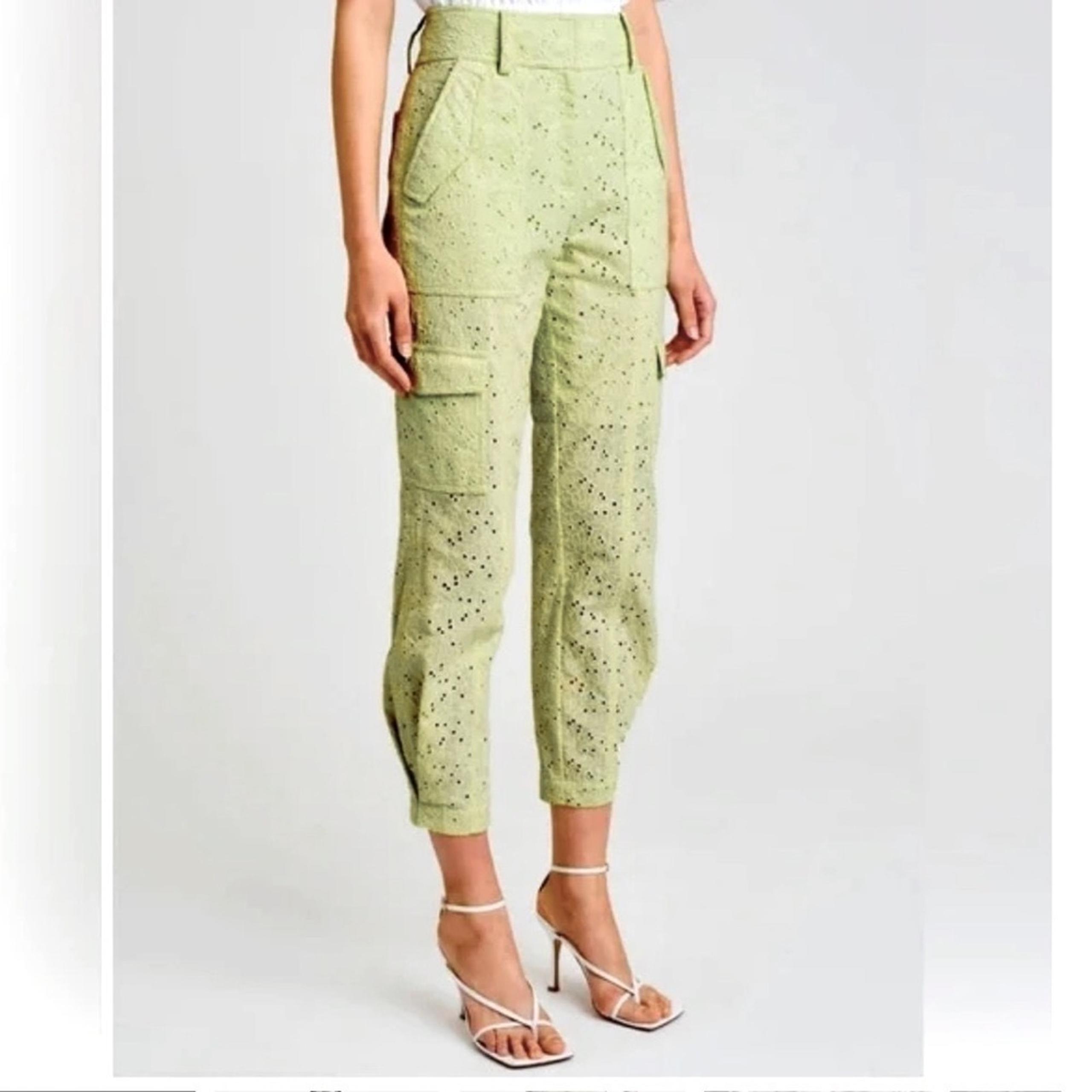 Derek Lam Crosby Utility Women's Cropped Pants Cargo Eyelet Summer