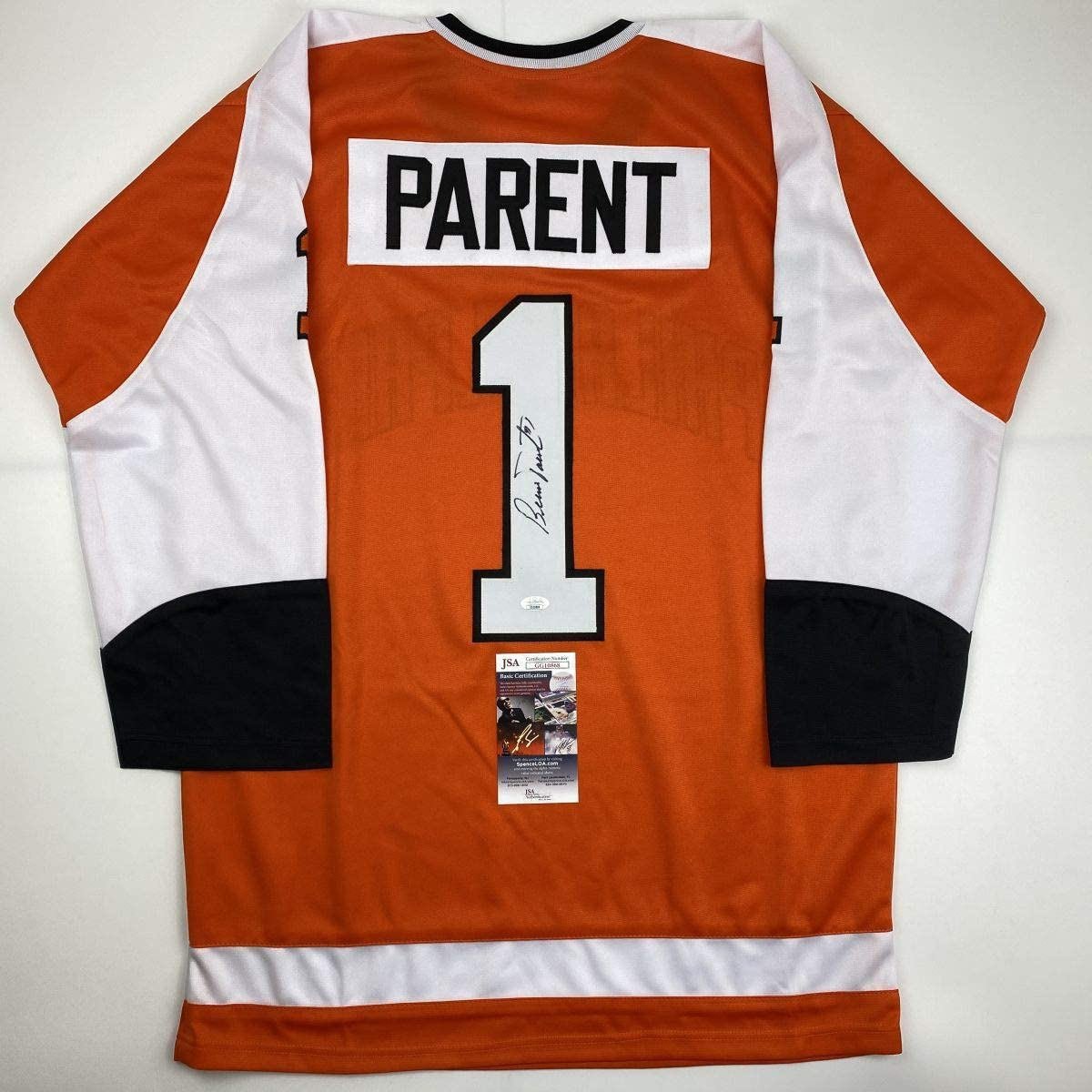 Autographed/Signed Bernie Parent Philadelphia Orange Jersey JSA COA