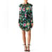 Marissa Webb silk floral ruffle long sleeve button front collared mini dress S