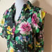 Marissa Webb silk floral ruffle long sleeve button front collared mini dress S