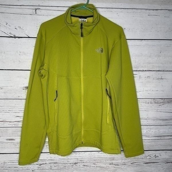 The North Face Mens Fleece Lined Jacket Mustard Yellow Long Sleeve Zip Up Size L