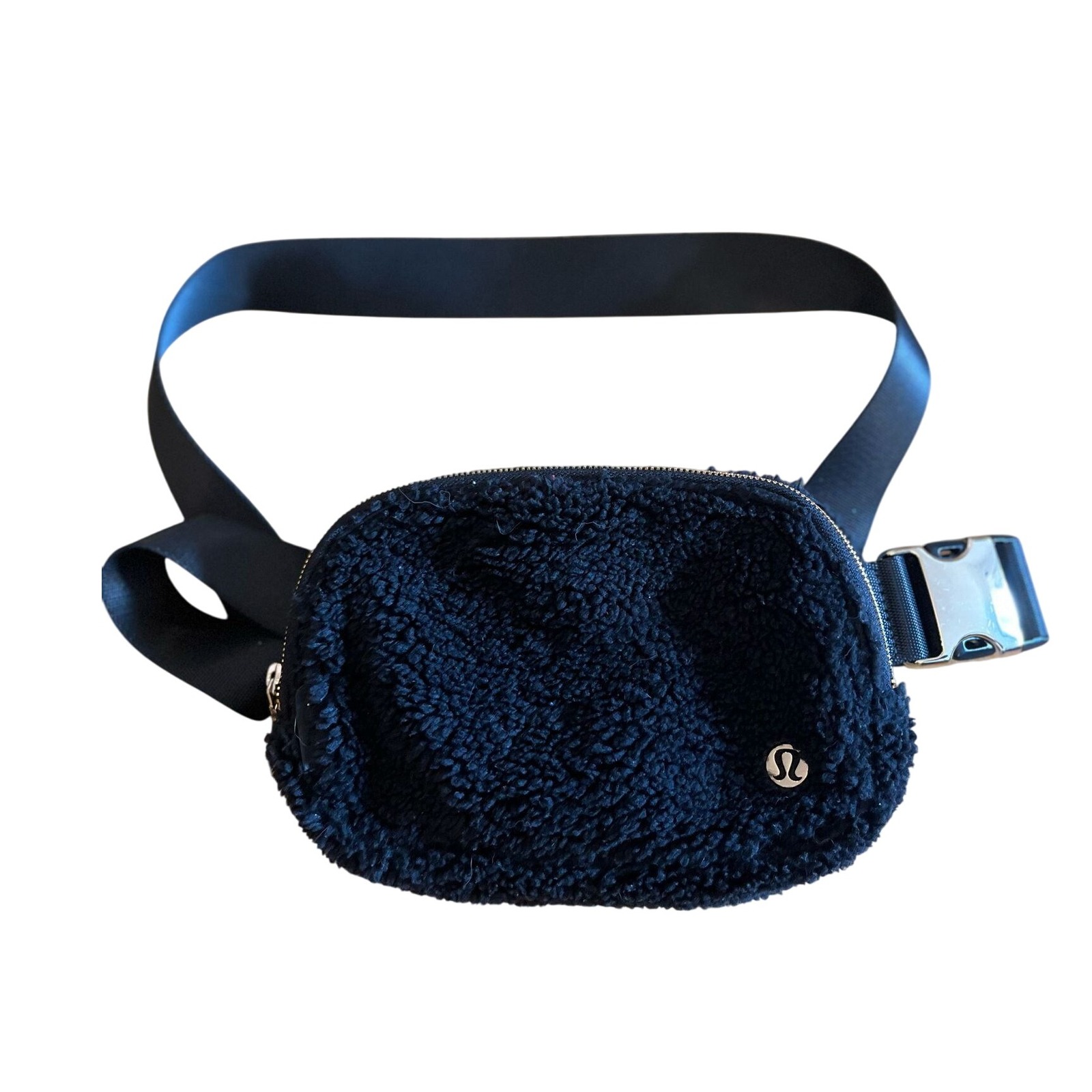 Lululemon Everywhere Belt Bag Fleece Black Gold Logo Fanny Pack Crossbody