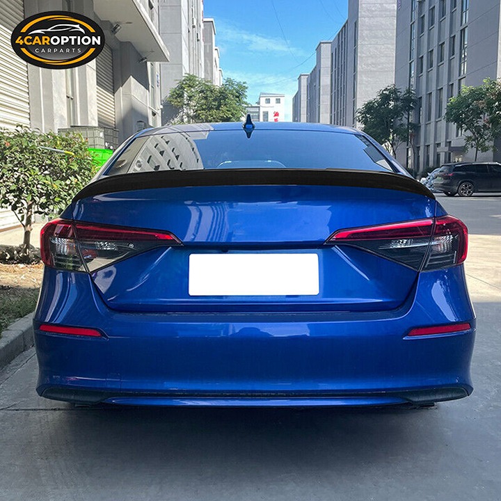 Fit 22-24 Honda Civic 11th Gen HPD Style Rear Trunk Spoiler Wing Gloss Black ABS