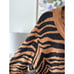 Rails Eleanor Animal Tiger Print Chestnut Stripe V-Neck Sweater Size Small