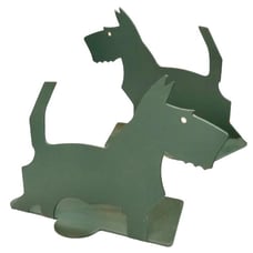 Vintage Scottie Terrier Bookends Green Metal