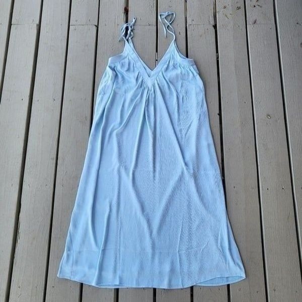 Lovers and Friends Cami Mini Dress V-Neckline Tie Spaghetti Straps Blue Medium