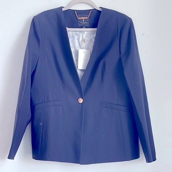 NWT Ted Baker London Cerisa collarless one button blazer sz 5