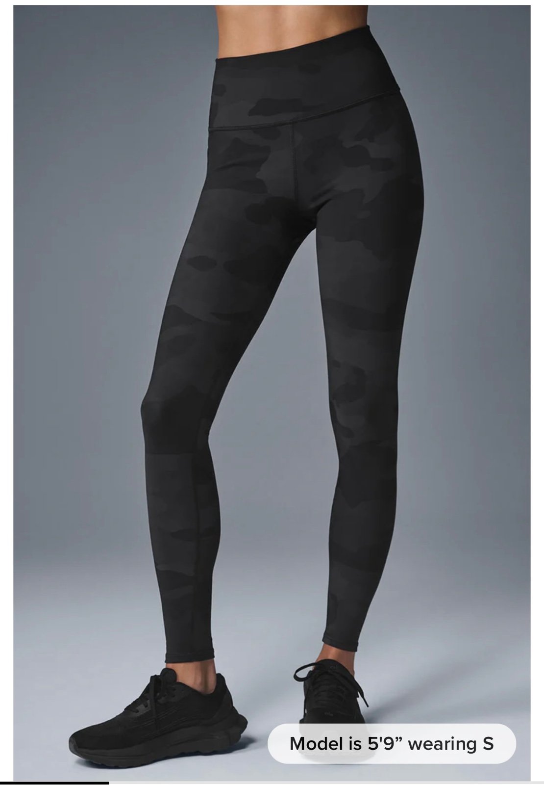 Alo High Waist Camo Vapor Leggings, Black Camouflage, Size Small