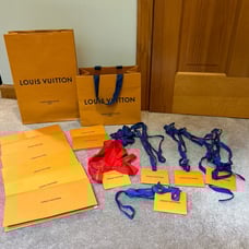 Louis Vuitton lot of bags, envelopes , gift tags with ribbon