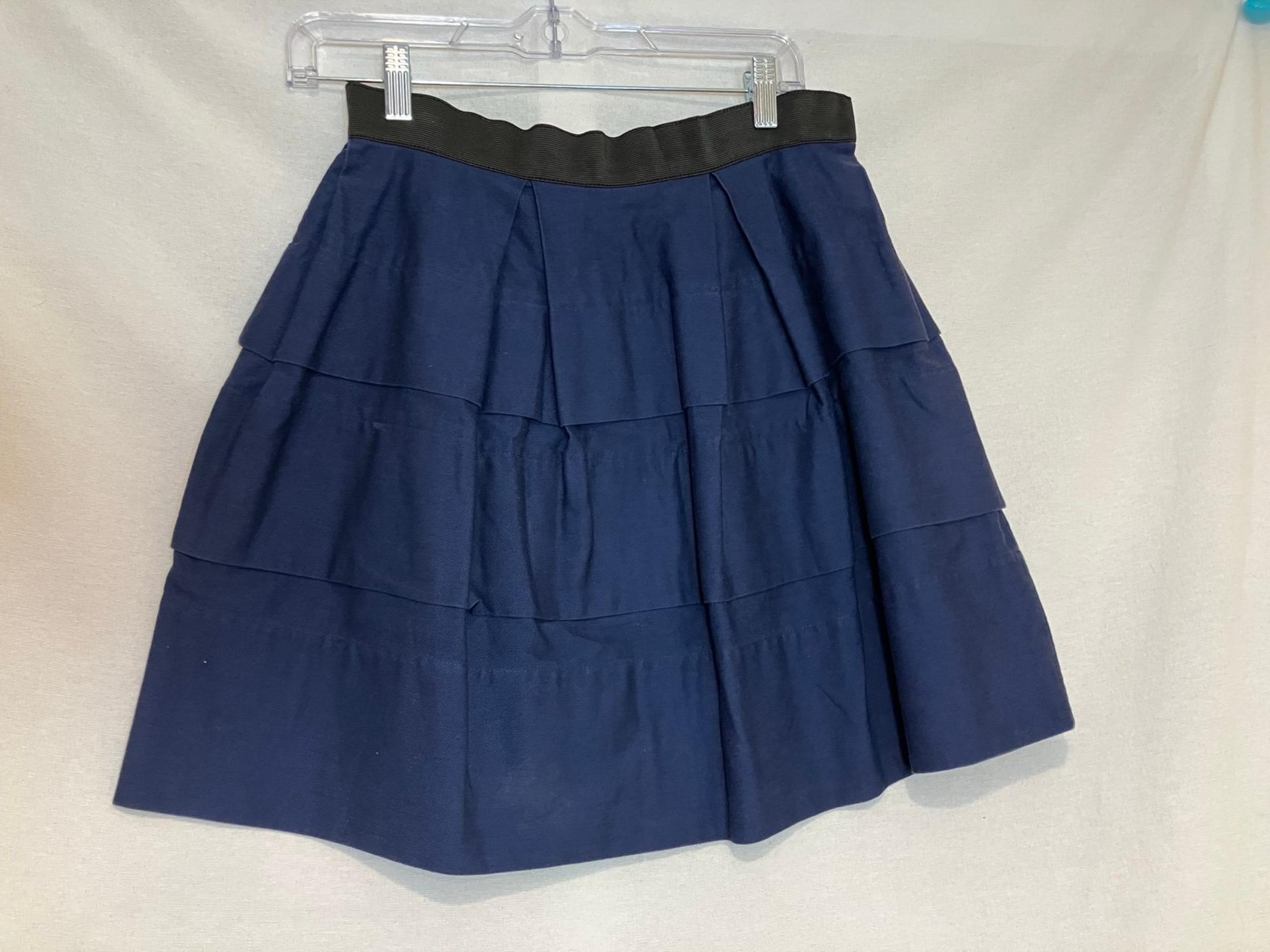 3.1 Phillip Lim Women's Mini Tiered Navy Blue Cotton Silk Lined Skirt Size 4 *