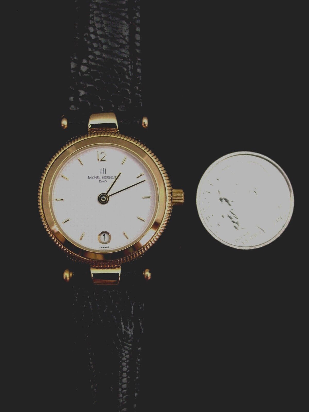 Ladies Watch Michel Herbelin Gold Lizard ETA Swiss 7 Jewel France 16882-T12