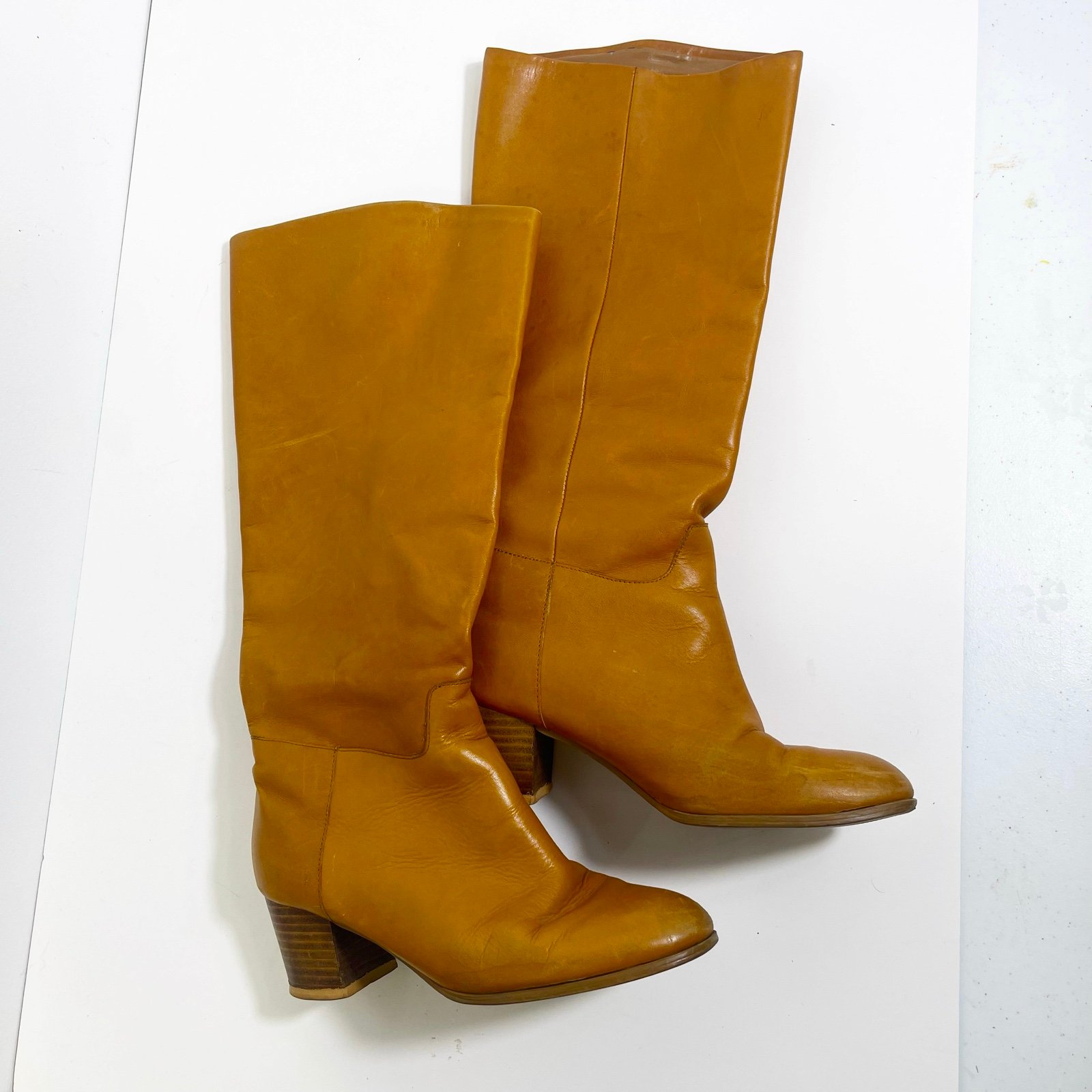 Zara Brown Tan Leather Knee High Boots Women’s 37 EU