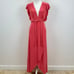 Misa Los Angeles Irina Wrap Maxi Dress Draped Formal Belted Ruffle Pink XS NWT