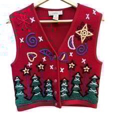 Vintage Telluride Clothing Co. Embroidered Holiday Christmas Vest Womens Size S