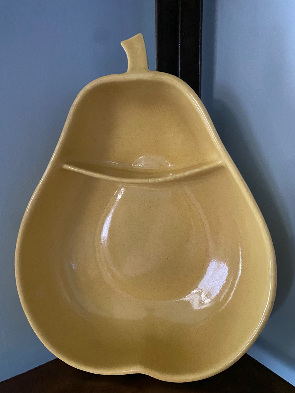 Vintage Pfaltzgraff Pear Shaped Chip and Dip Bowl 2 Sectioned Speckled Yellow