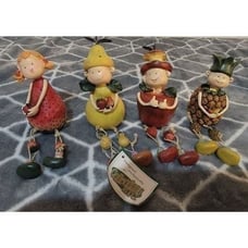 Lot of 4 Anthropomorphic Fruit Shelf Sitters Assorted Fruits Pear, Apple etc