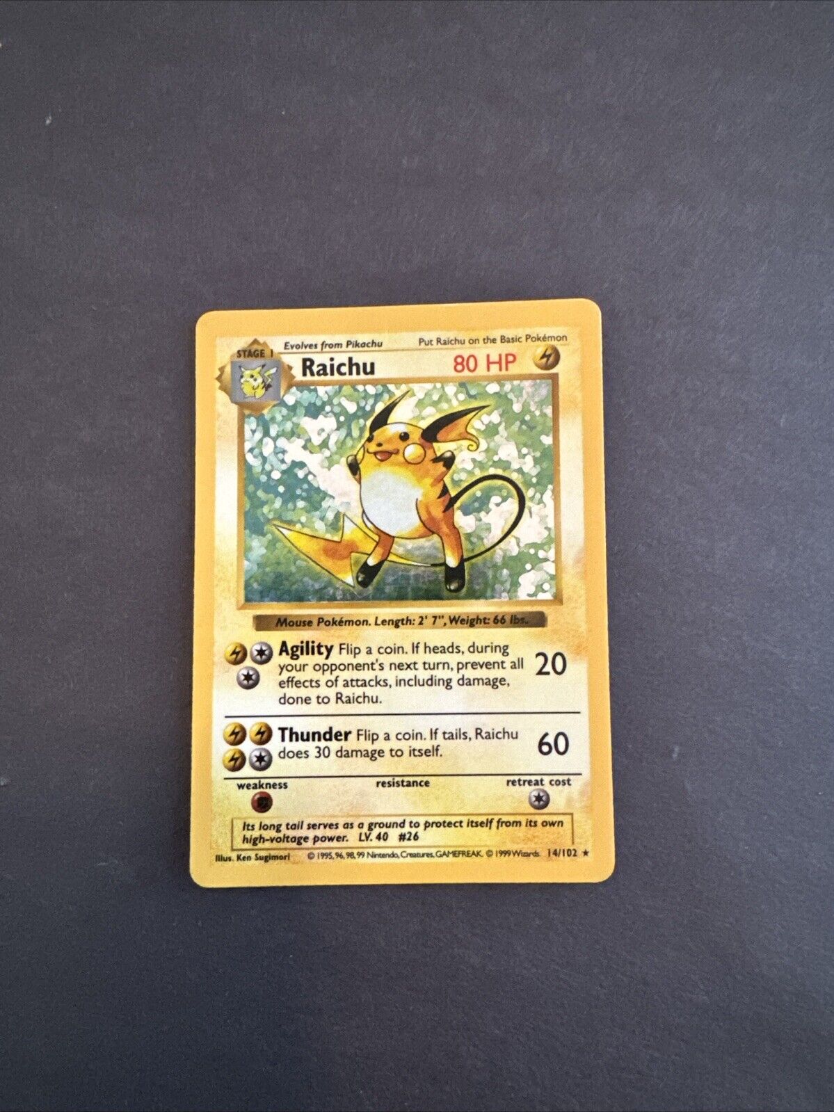 Raichu 014/102 Base Set (Shadowless) Holo