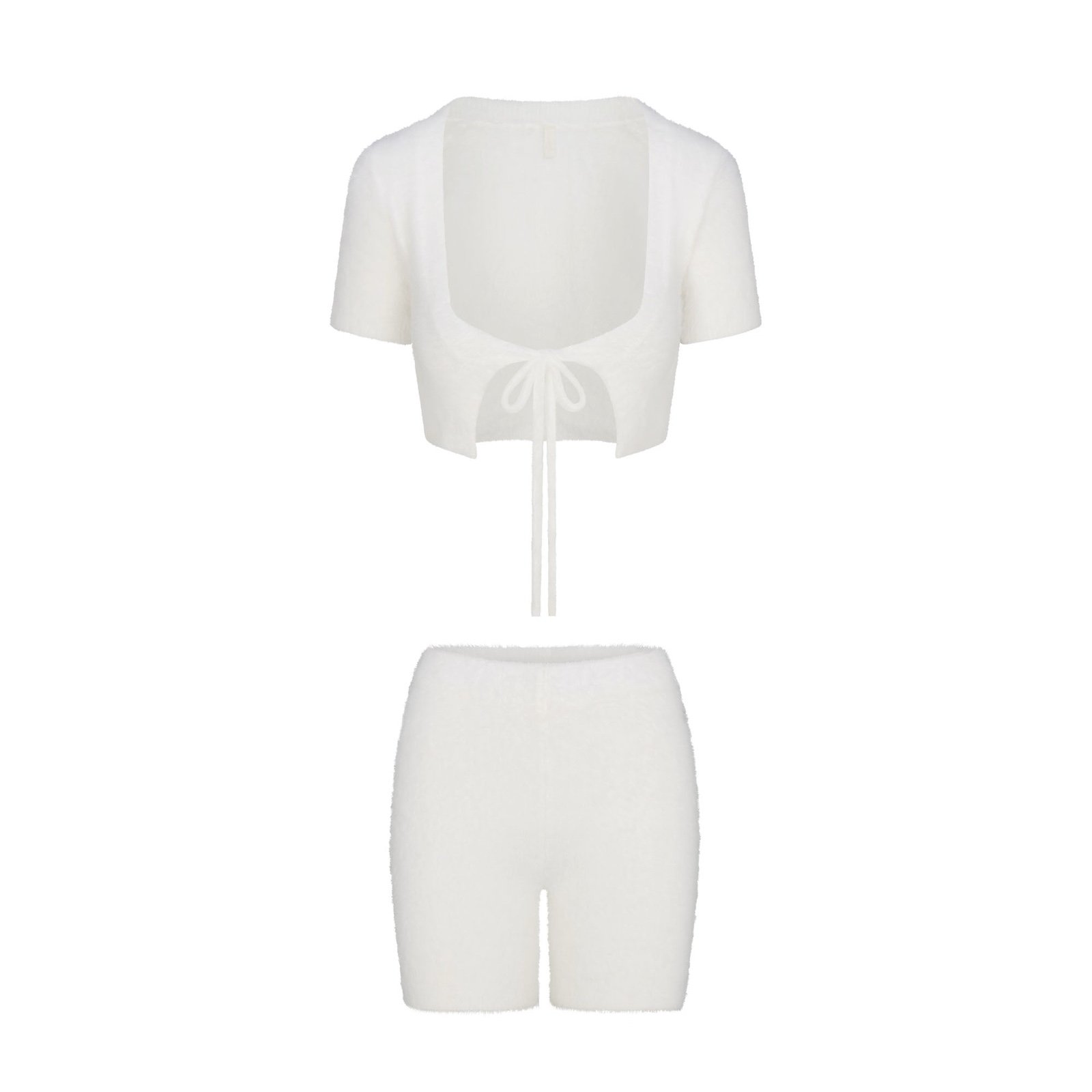 NWT Limited Edition Skims Fuzzy Knits Crop Top & Short Set | Marble | Size S
