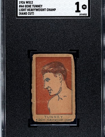 1926 W512 GENE TUNNEY Boxing Strip Card #44 SGC 1 Poor Condition!