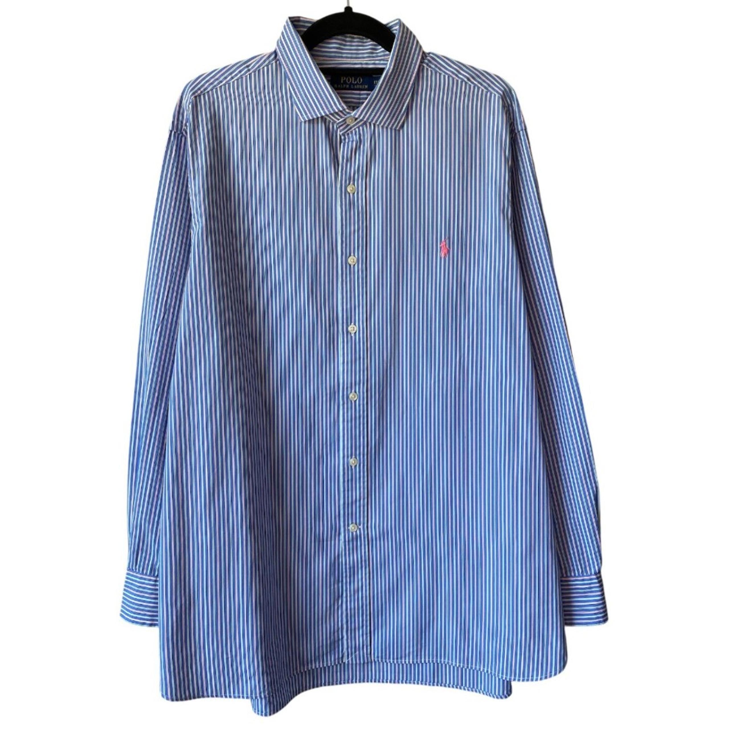 Polo Ralph Lauren Men's Striped Long Sleeve Dress Shirt Blue