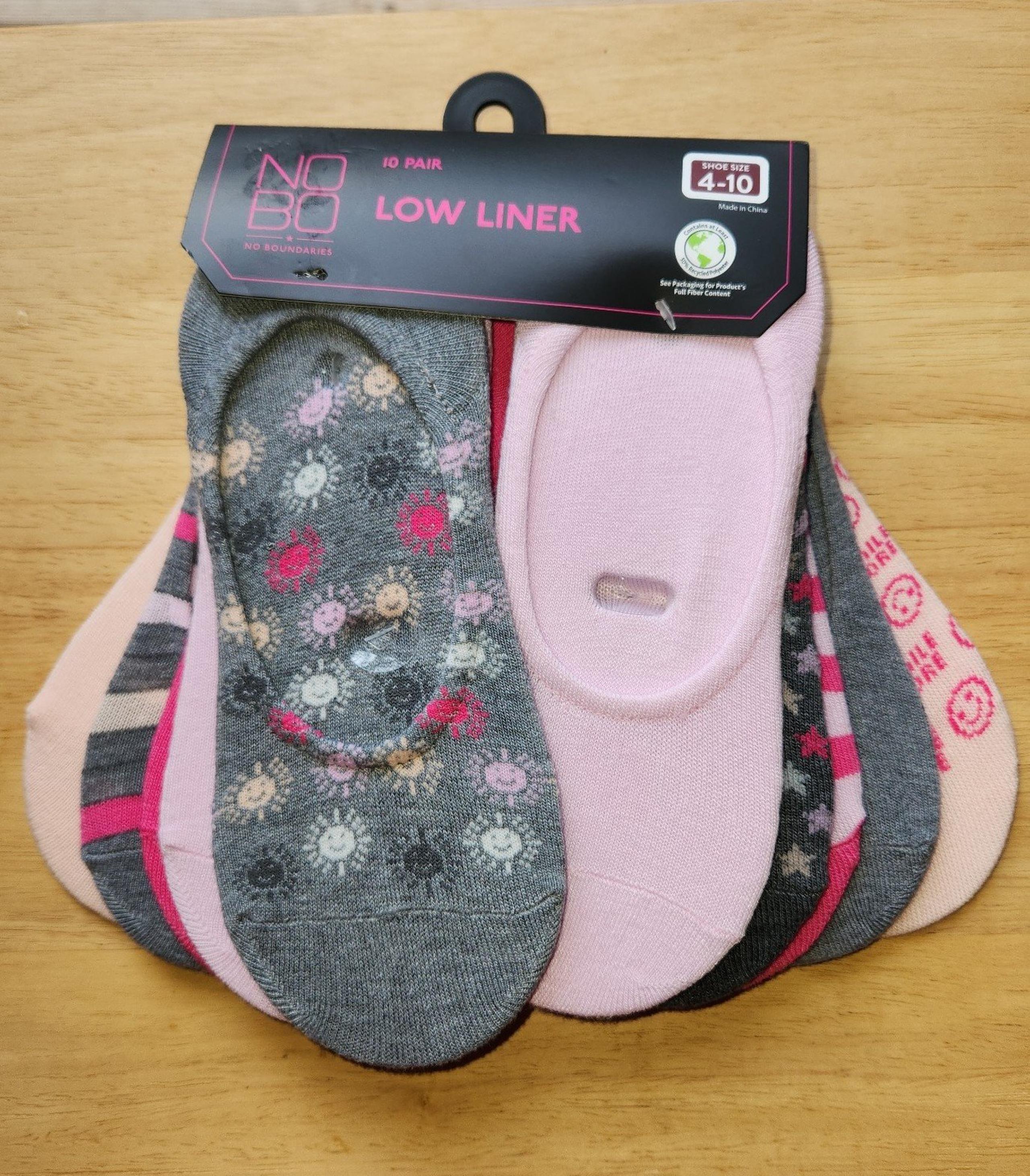 NO BO NO BOUNDARIES WOMEN'S LOW LINER SOCKS 10 PAIR SHOE SIZES 4-10