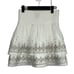 WHBM White Gold Embroidered Smocked Waist Tiered Silk Mini Skirt Size XS