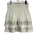 WHBM White Gold Embroidered Smocked Waist Tiered Silk Mini Skirt Size XS