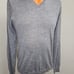 SUITSUPPLY Mens Sweatshirt Grey Merino Wool Long Sleeve V-Neck Pullover Large