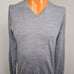 SUITSUPPLY Mens Sweatshirt Grey Merino Wool Long Sleeve V-Neck Pullover Large