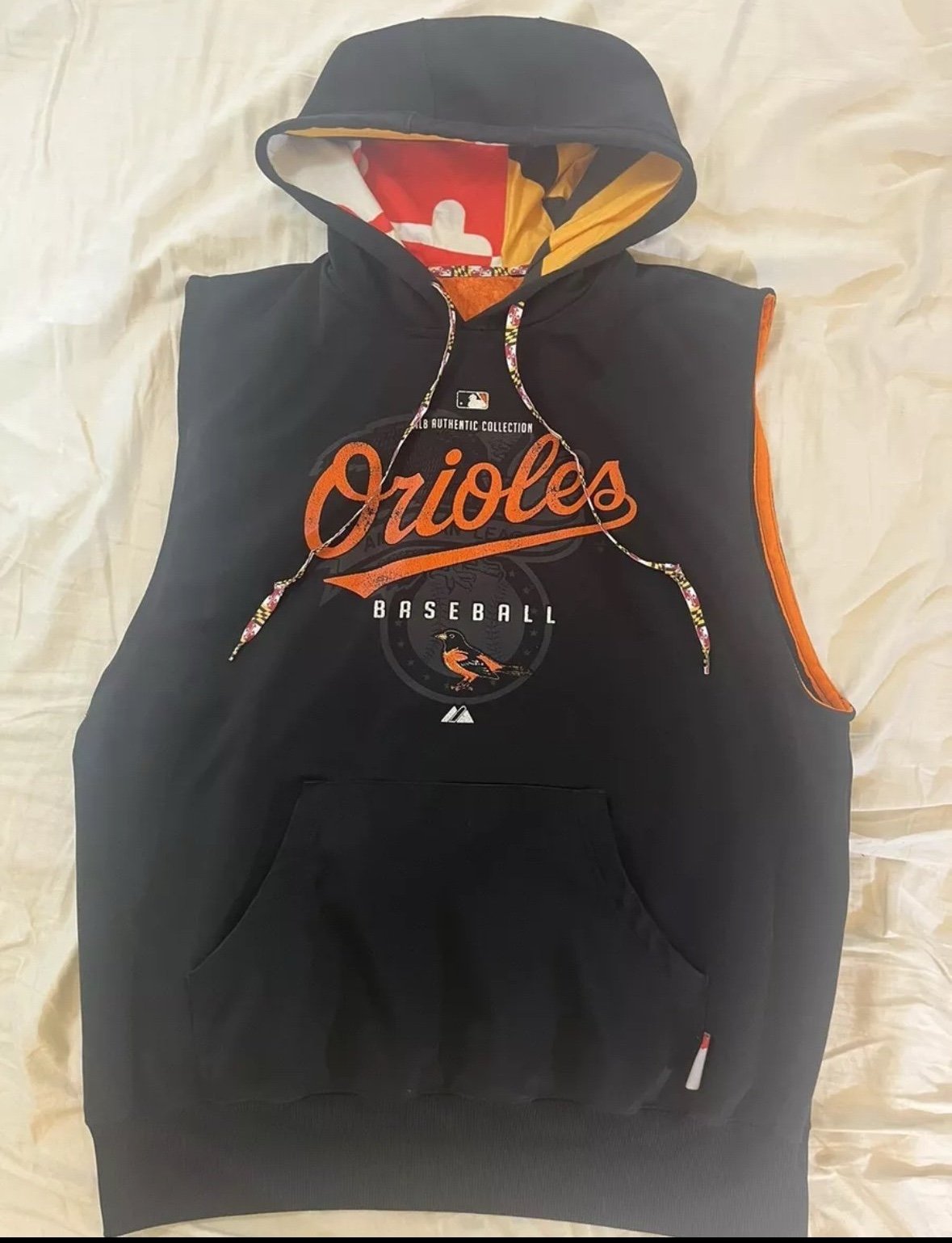 Baltimore Orioles Custom Sleeveless Hoodie Black XL
