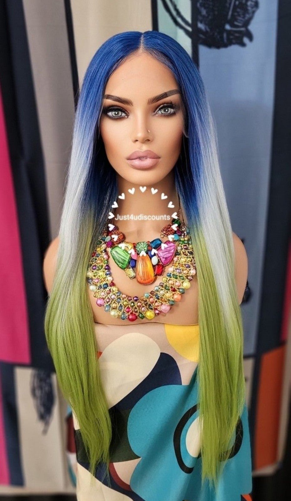 Celebrity Blonde blue olive green dipped wowfactor h.d lace wig