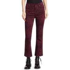 NEW 275 Rag & Bone Burgundy Cheetah Hana Cropped Jeans Size 24 NWT