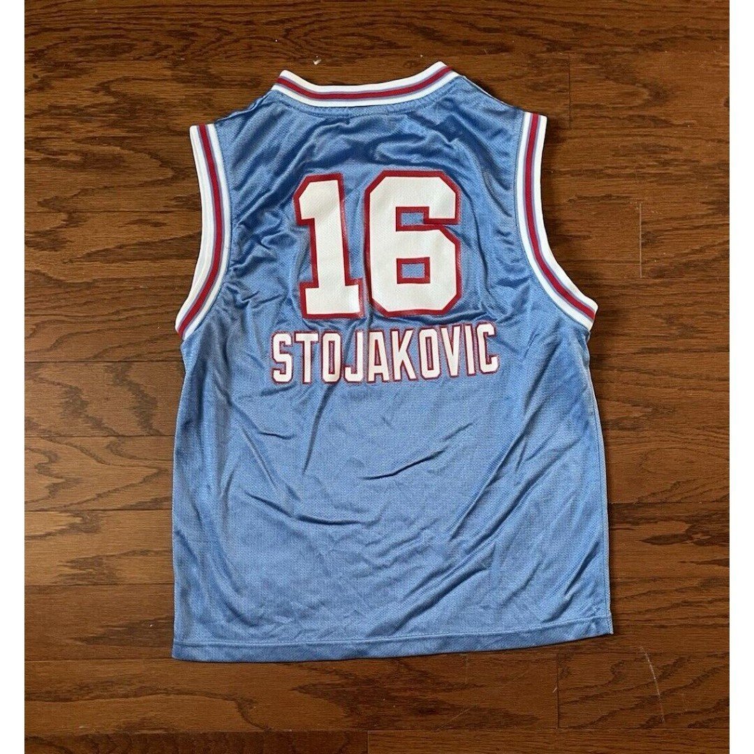 Youth Size Large Vintage Peja Stojakovic Sacramento Kings Reebok HWC Blue Jersey