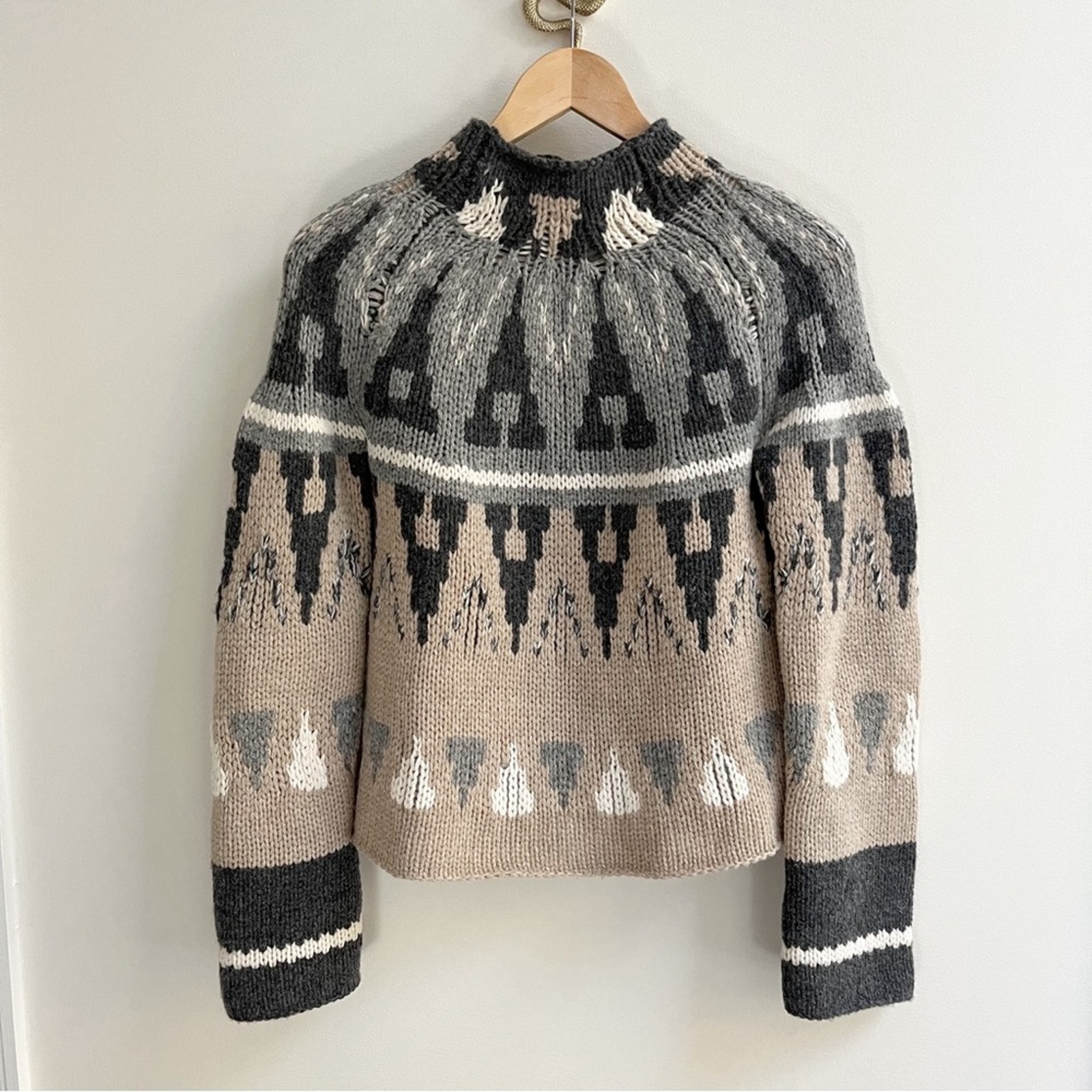 [rivamonti] RARE brunello cucinelli knit fair isle mock neck sweater neutral S