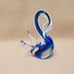 Hand Blown Glass Swan, Sommerso Blue Green Clear Art Glass Crystal Bird Figurine